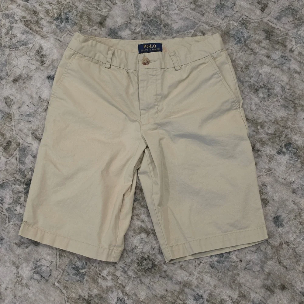 Polo Ralph Lauren Tan Khaki Classic Chino Shorts Womens Size 14 Cotton Twill - Picture 1 of 4